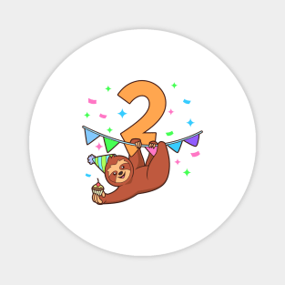 I am 2 with sloth - kids birthday 2 years old Magnet